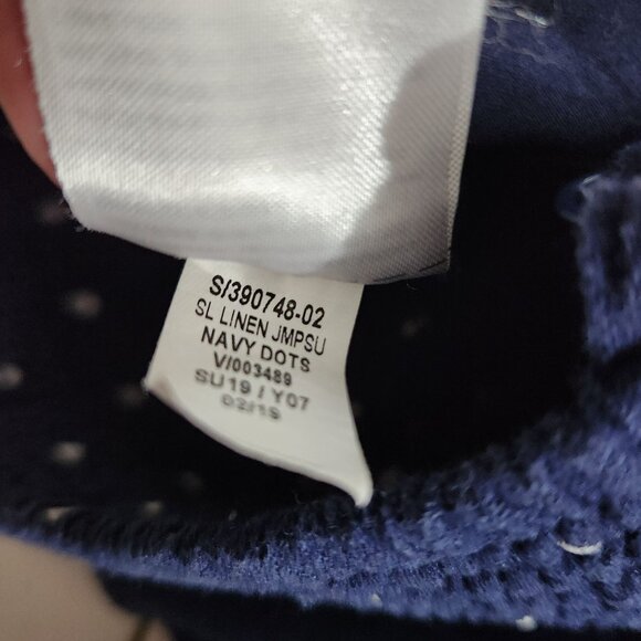 Old Navy Navy Blue Polka Dot Jumpsuit XS Adjustable Straps Smocked Back Pocketed - Picture 5 of 15